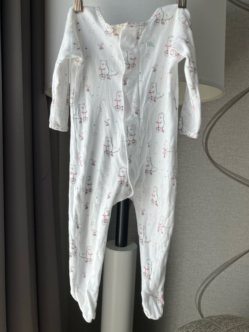 Magnetic Me White Baby One-Piece Footed Pajamas with Whimsical Bear Print